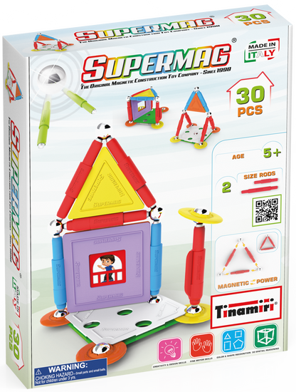 Tinamiri Supermag - House 30 - Magnetic Building Set, Educational construction fun, 30 piece set, Magnet Toys, 0662