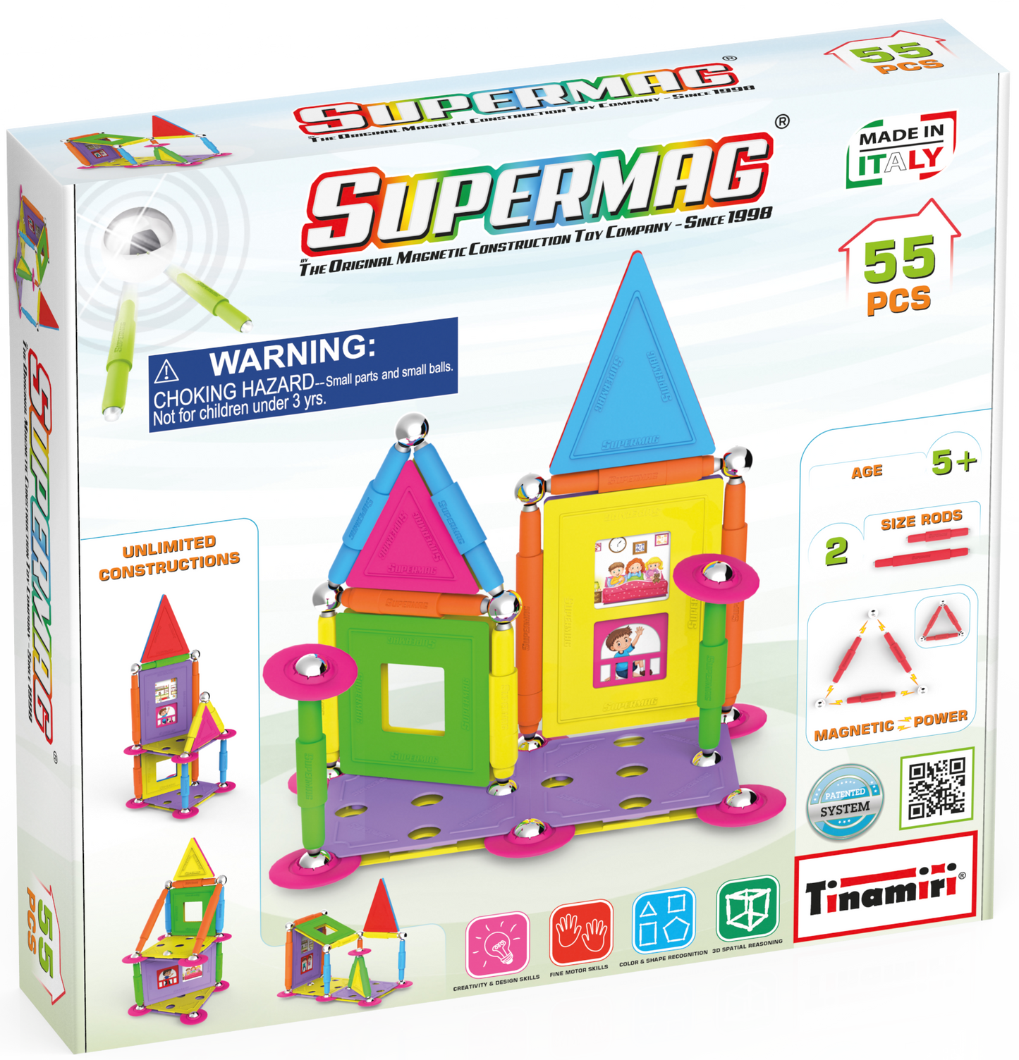 Tinamiri Supermag - House 55 - Magnetic Building Set, Educational construction fun, 55 piece set, Magnet Toys, 0663