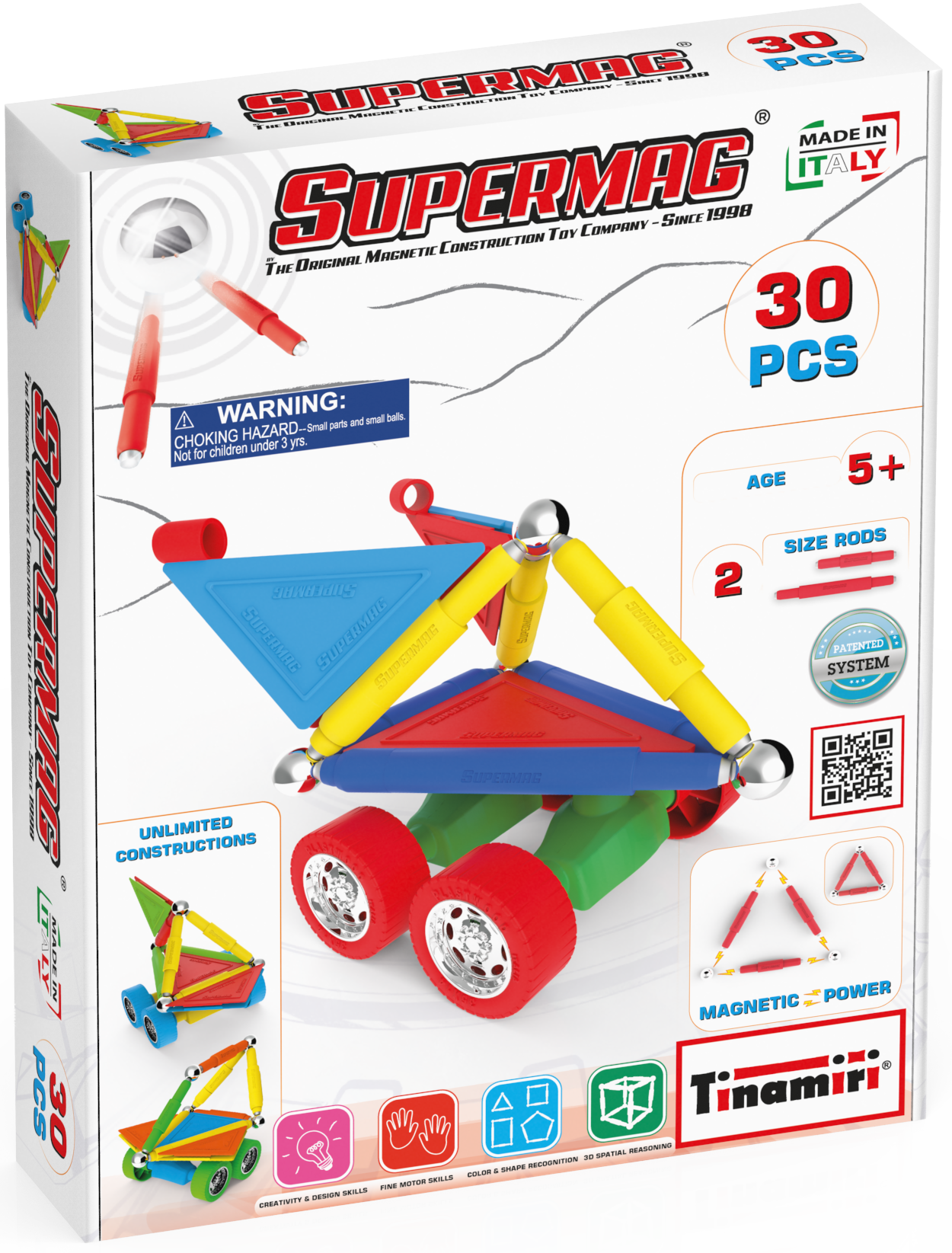 Tinamiri Supermag - Wheels 30 - Magnetic Building Set, Educational construction fun, 30 piece set, Magnet Toys, 0653