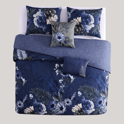 Bebejan Delphine Blue 100% Cotton 5-Piece Reversible Comforter Set