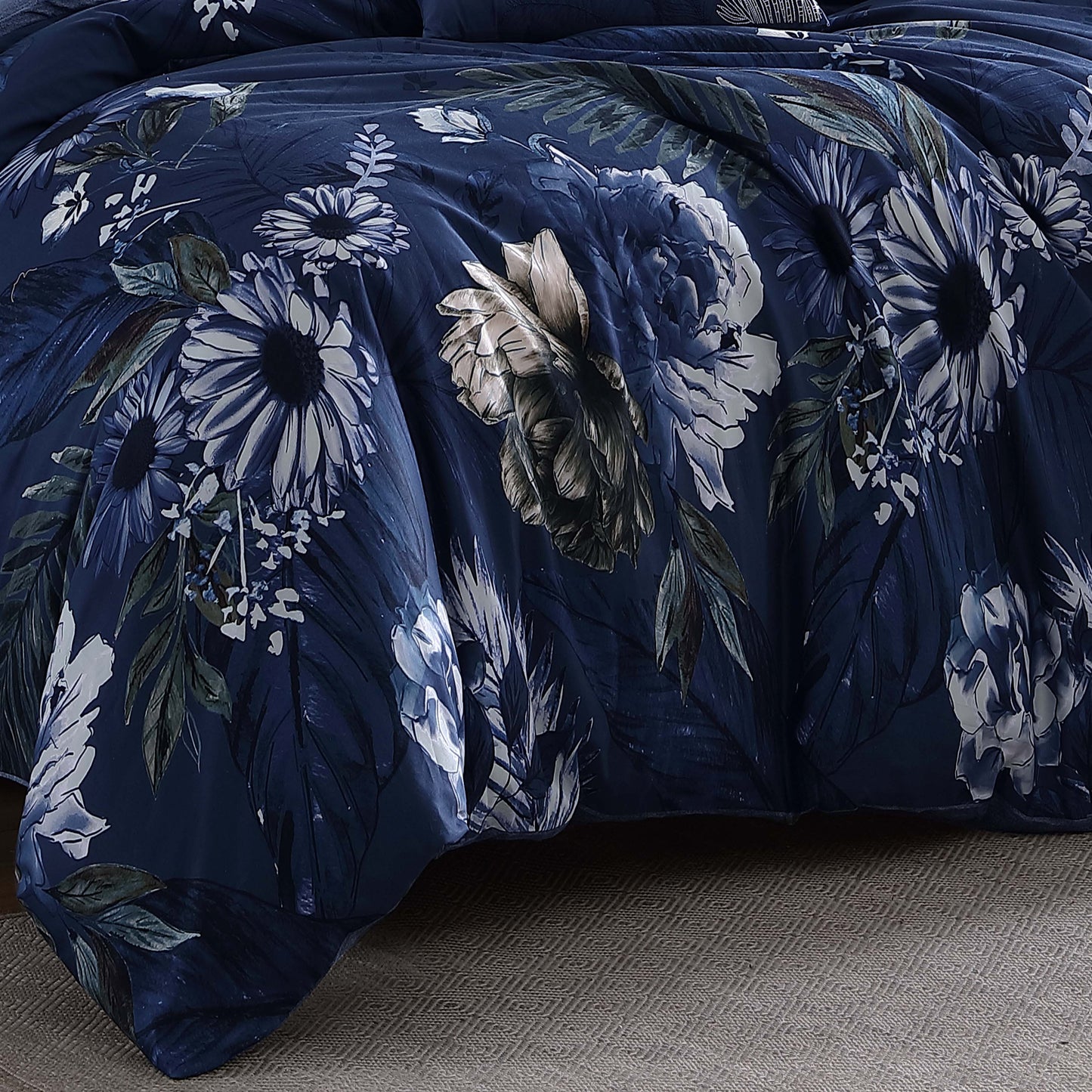 Bebejan Delphine Blue 100% Cotton 5-Piece Reversible Comforter Set