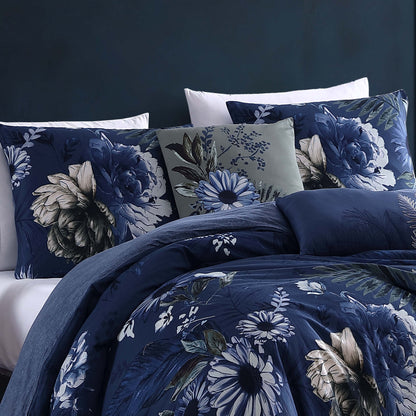 Bebejan Delphine Blue 100% Cotton 5-Piece Reversible Comforter Set