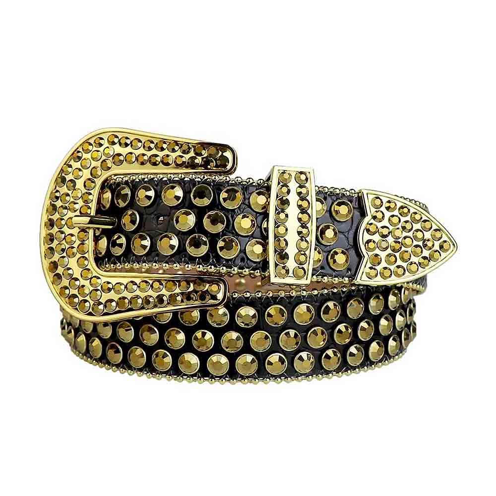 Black Strap With Gold Black Rhinestone Belt