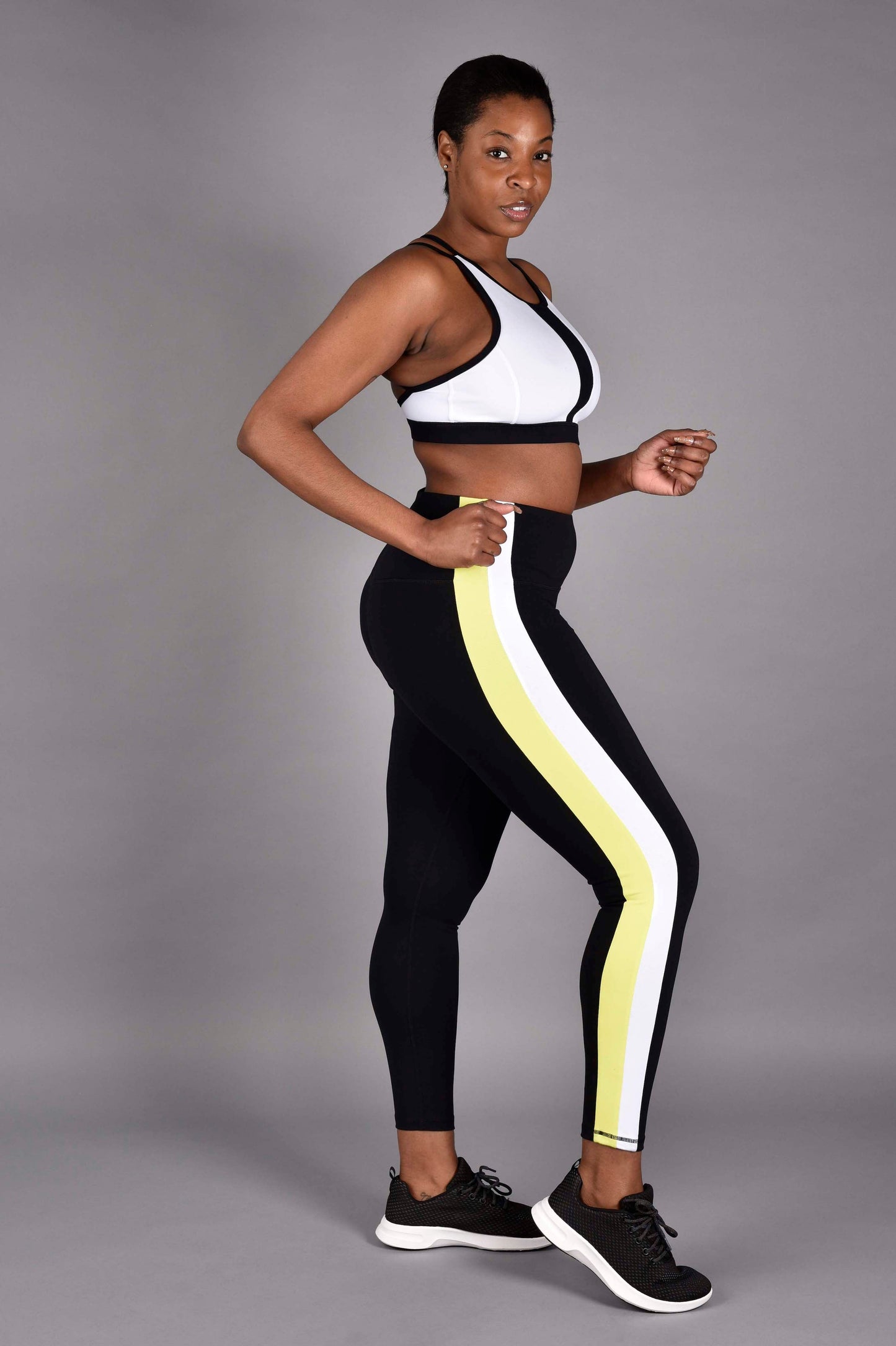 High Rise Matte Luxe Full Length Legging in Black Neon