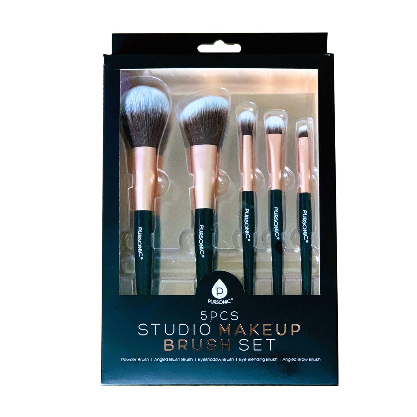 5 Pcs Studio Makeup Brush Set (Black)