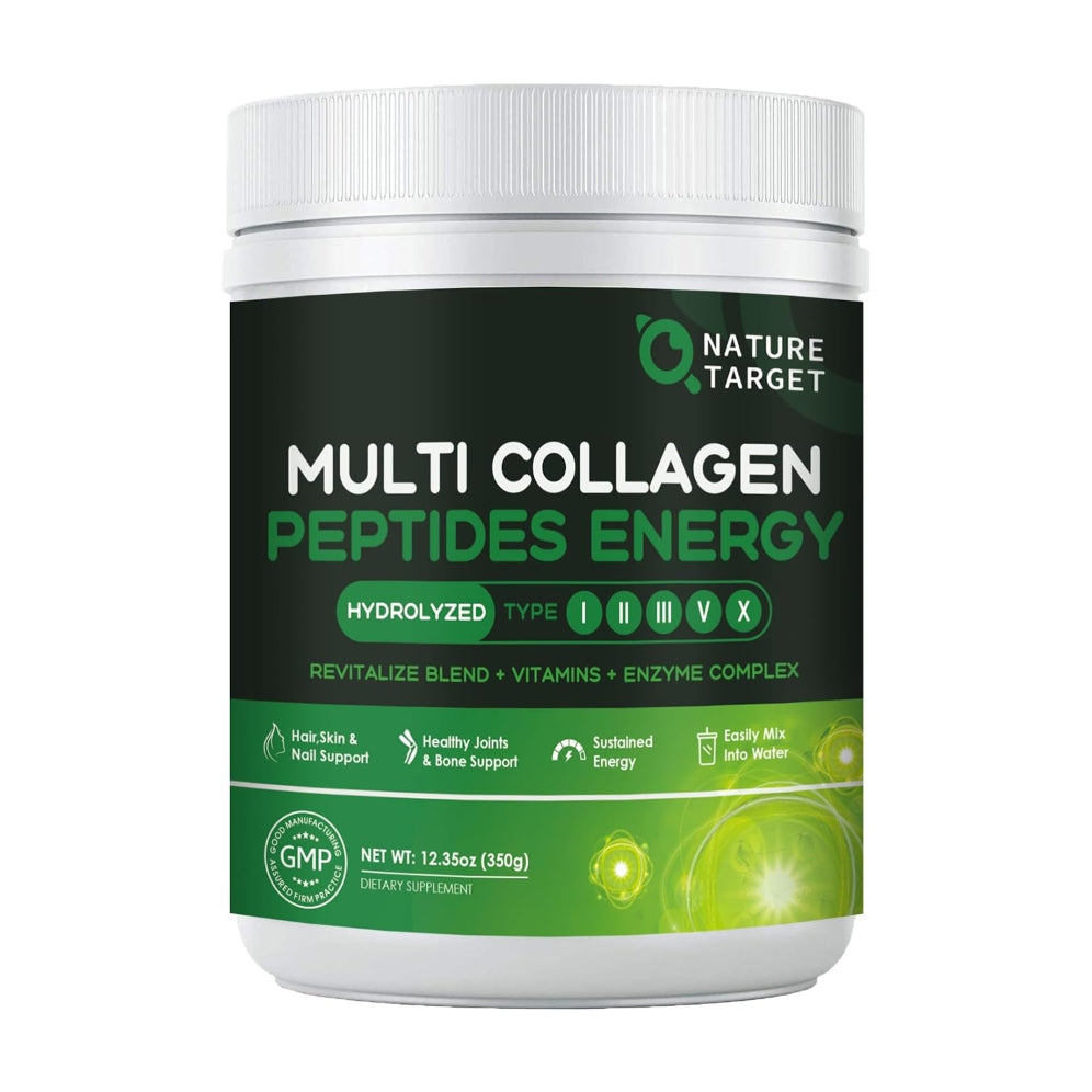 Multi Collagen Peptides Powder - Hydrolyzed Collagen with Energy Blend