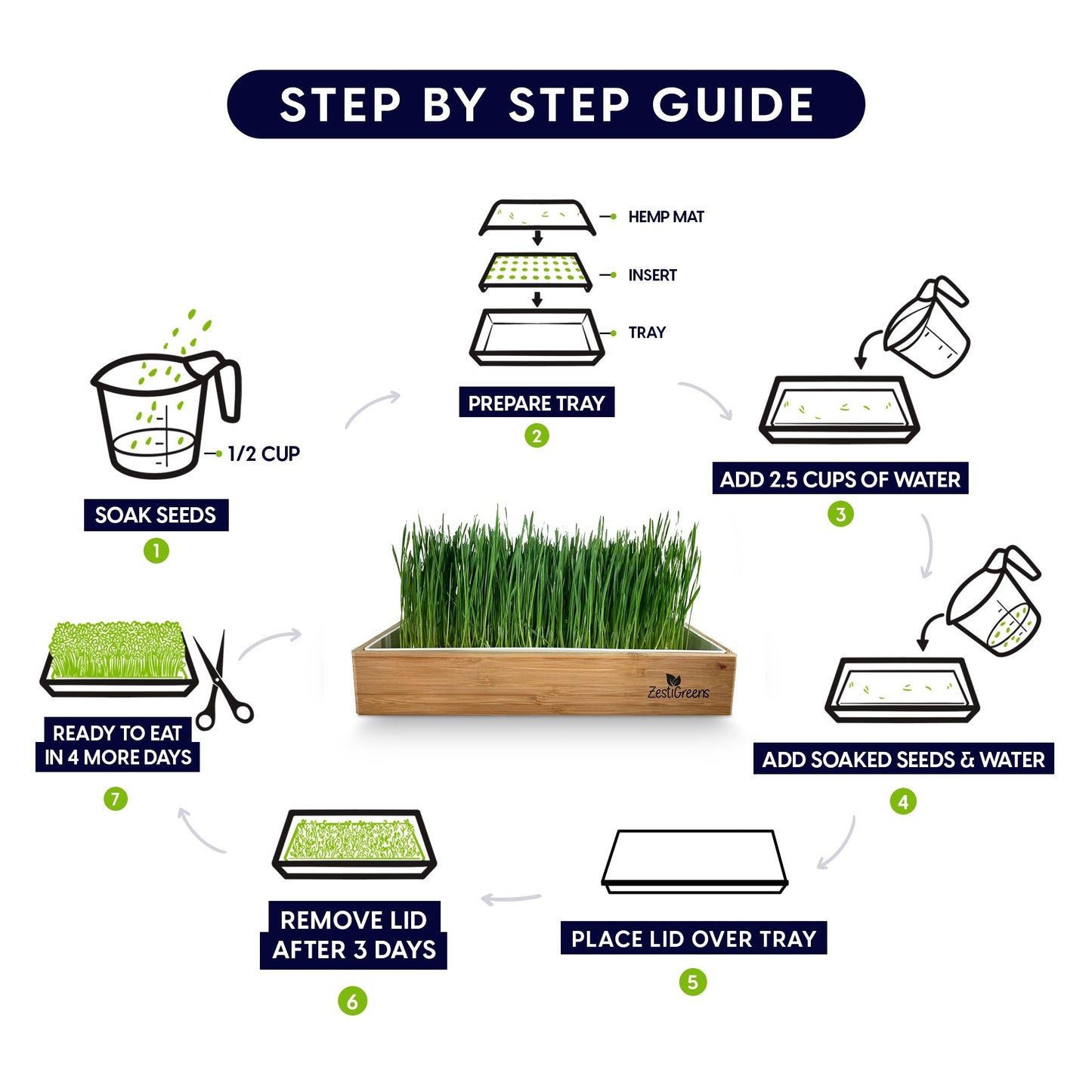 Self Watering Cat Grass Kit. Hands Down The Easiest Way to Grow Cat Grass. Everything Included to Grow 10 Large Crops of Delicious Cat Grass in Just 6 Days!.