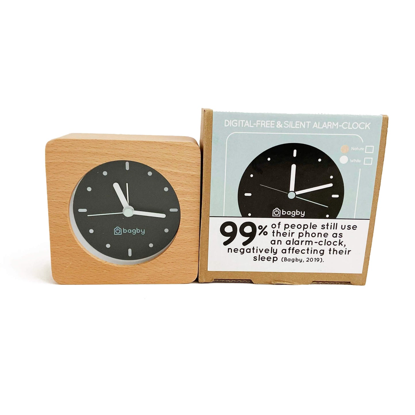 Bagby EMF-Free Minimalist Silent Analog Alarm Clock