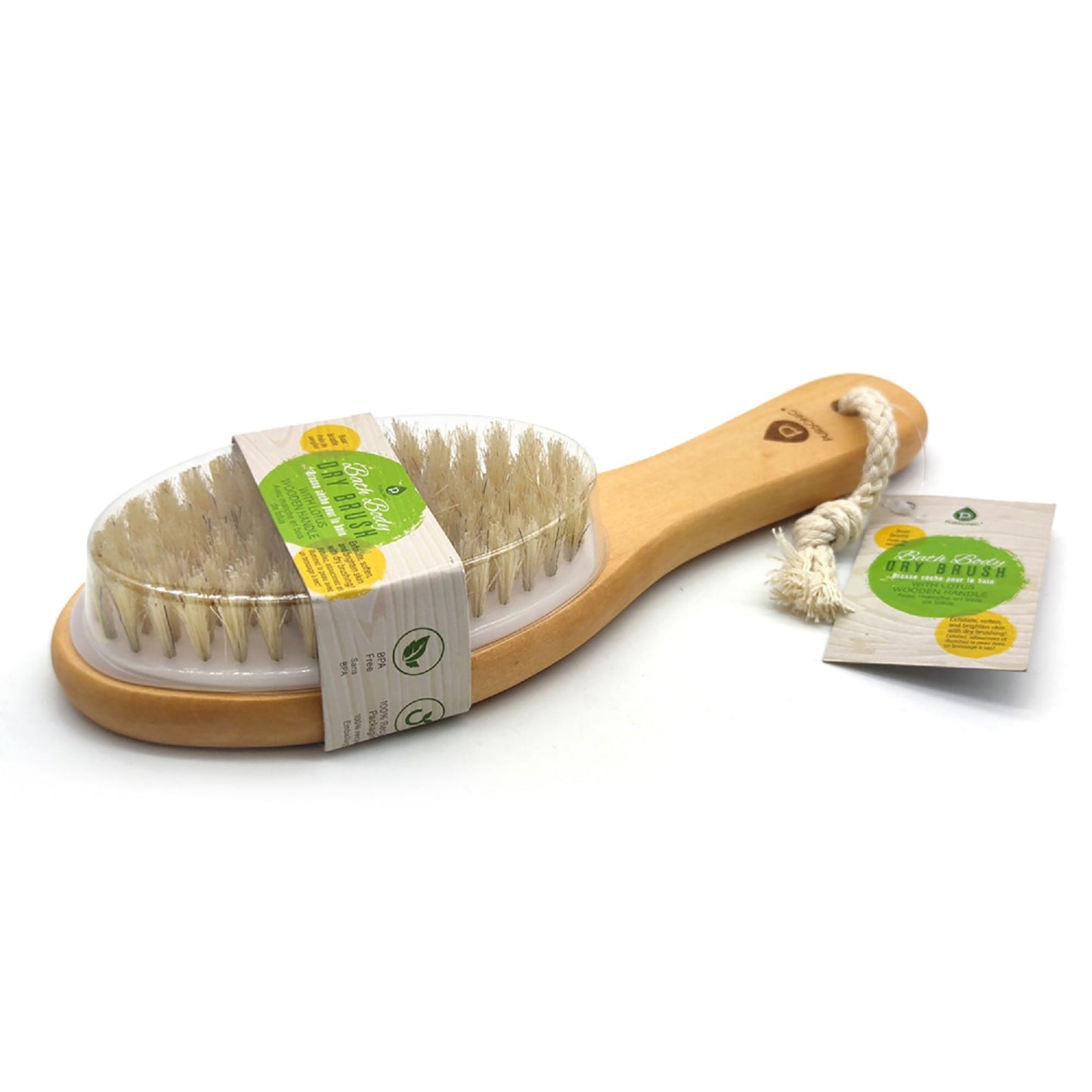 Bath Body Brush With Lotus Wooden Handle