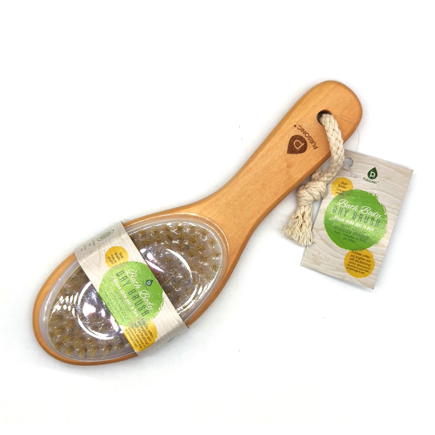 Bath Body Brush With Lotus Wooden Handle