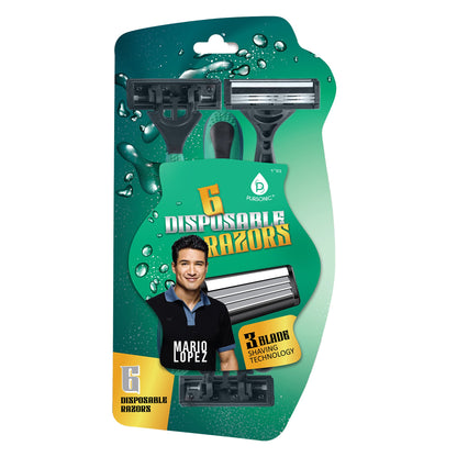 Mario Lopez 6 Disposable Razors - 3 Blade Shaving Surface Technology