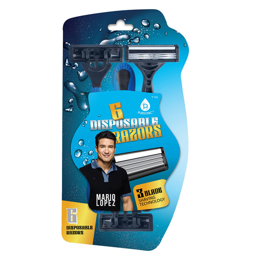 Mario Lopez 6 Disposable Razors - 3 Blade Shaving Surface Technology