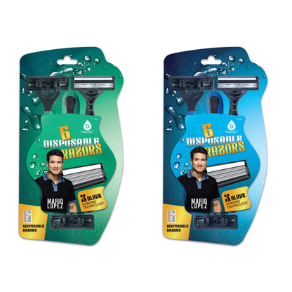 Mario Lopez 12 Disposable Razors Bundle - Green & Blue