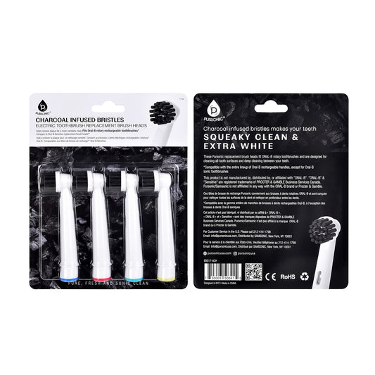 Pursonic Charcoal Infused Bristles Electric Toothbrush Replacement Brush Heads