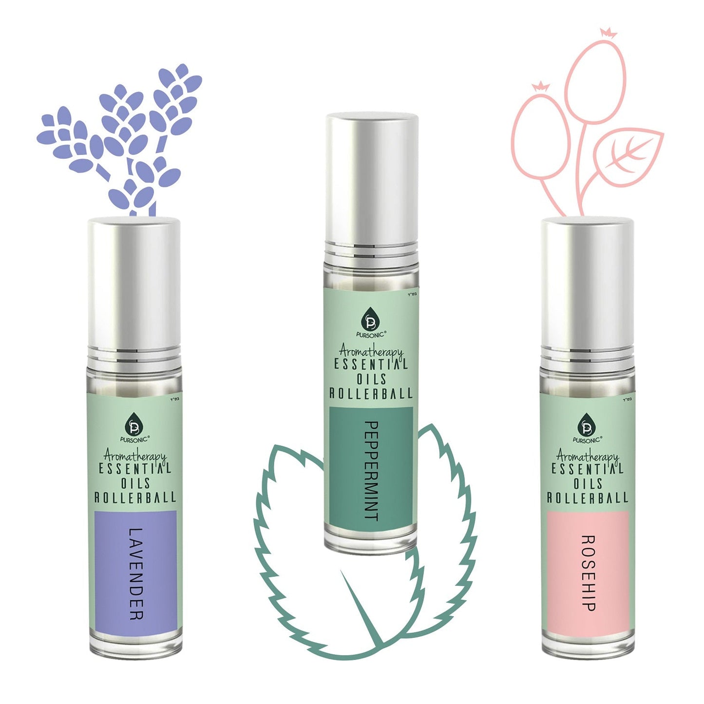 Aromatherapy Essential Oil Rollerballs (Lavender, Peppermint, Rosehip)