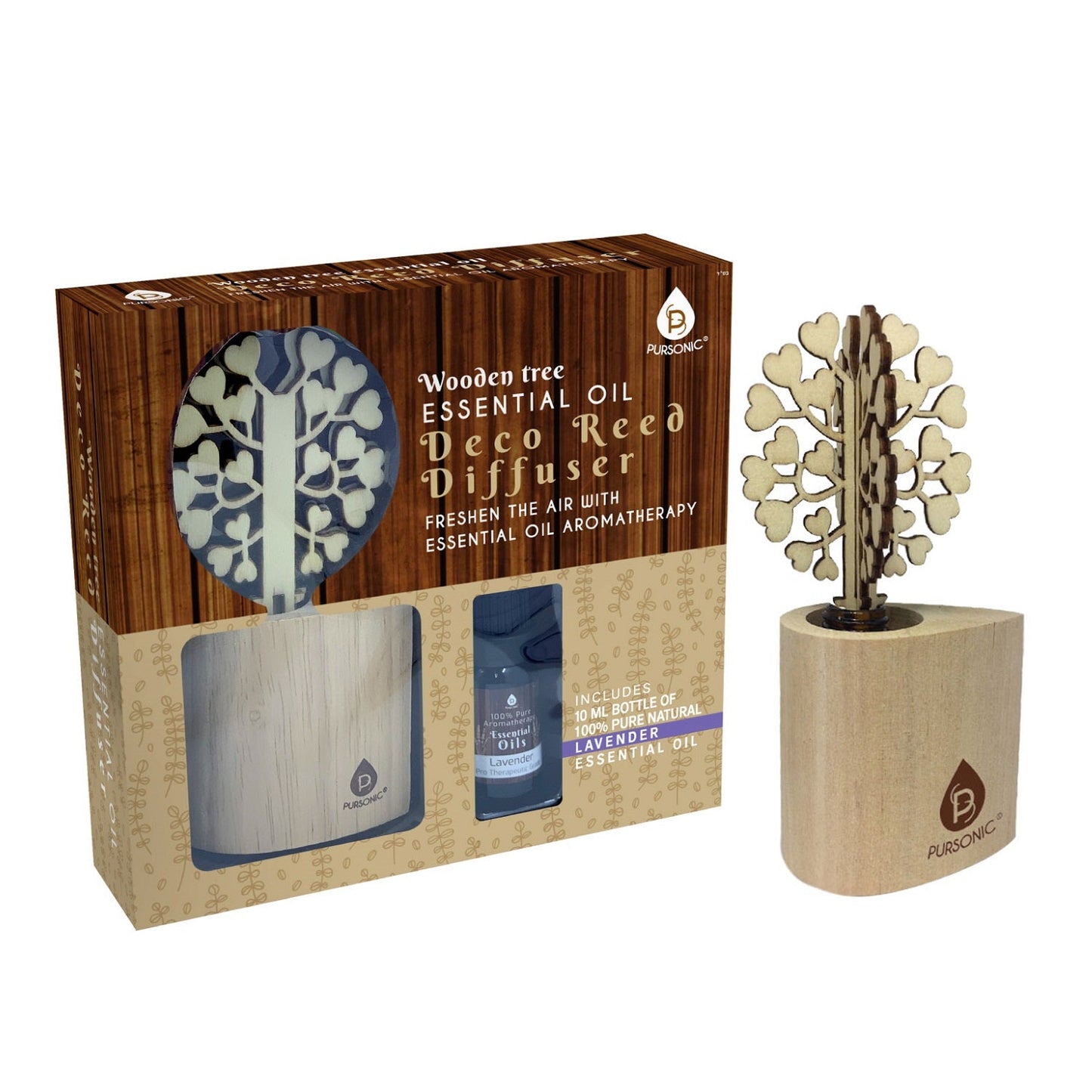 3D Wooden Tree Reed Diffuser with Lavender Essential Oil