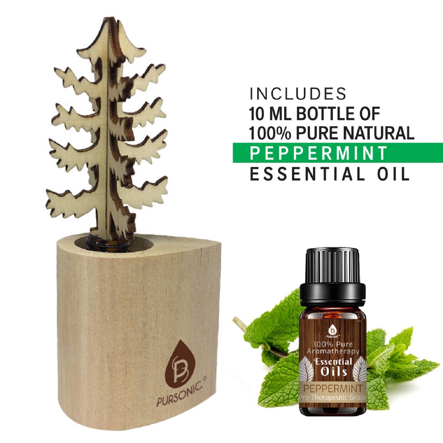 3D Wooden Standard Tree Reed Diffuser with Peppermint Essential Oil