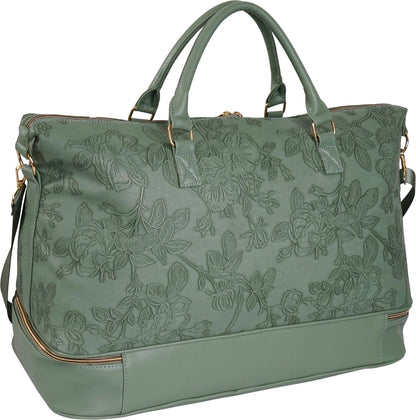 Ellen Tracy 20 Inch Floral Embossed Drop Bottom Duffel