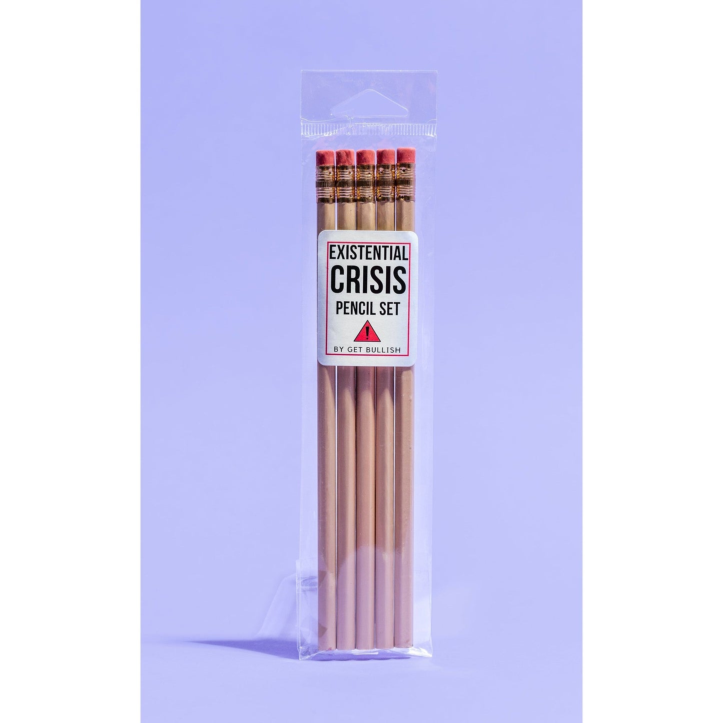 EXISTENTIAL CRISIS Pencil Set | 5 Cedar Pencils | Cream with Blood-Red Foil Stamping by The Bullish Store