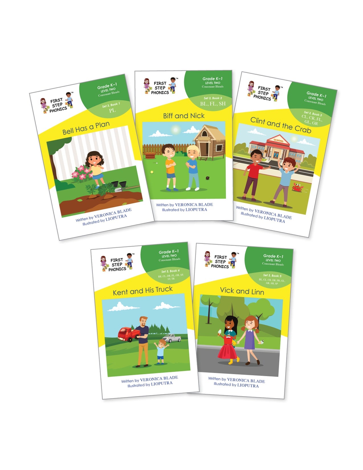 Level 2, Set 3: Two-consonant Blends at the beginning and end of words (5 books)