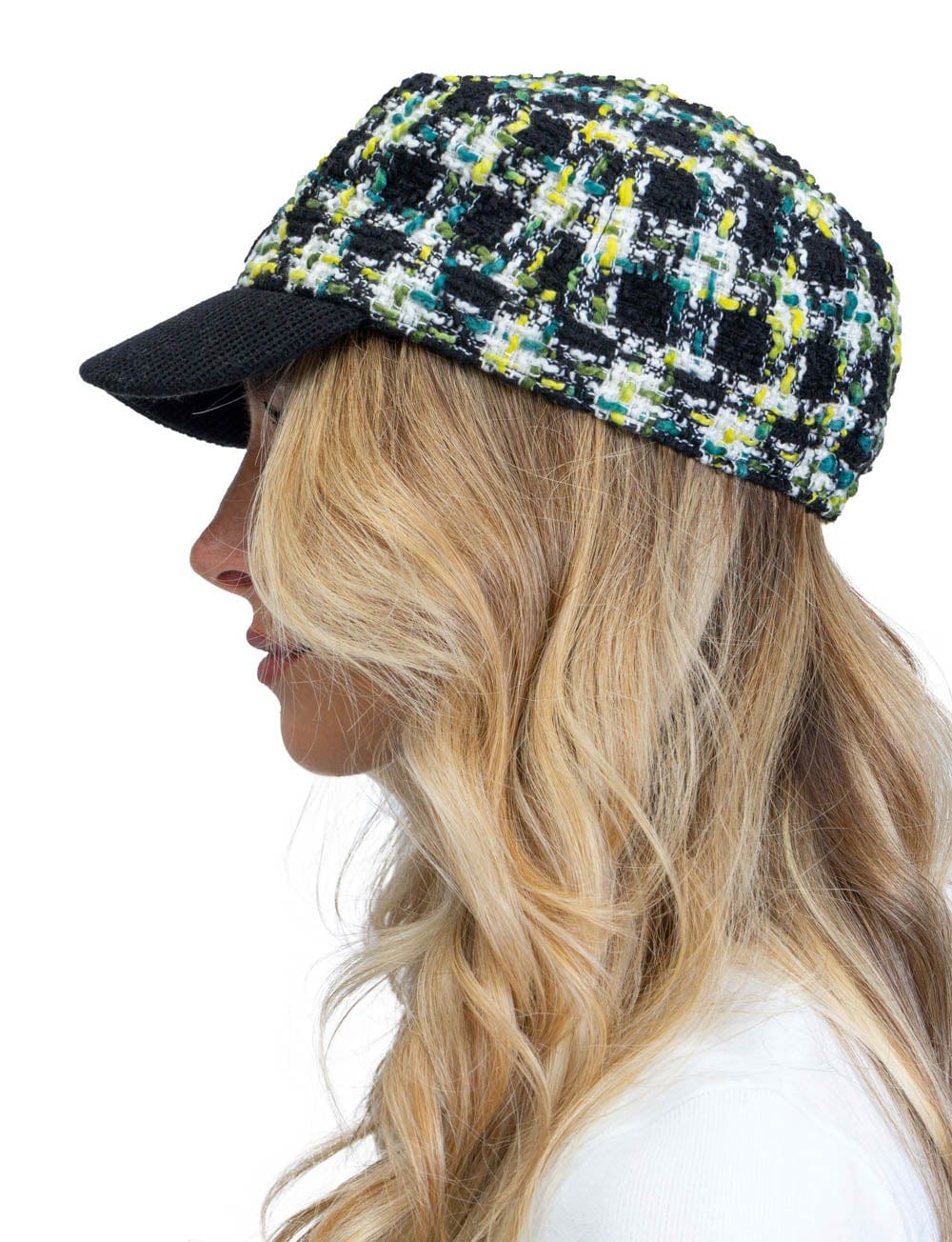 Tweed Plaid Bouclé Cadet Cap