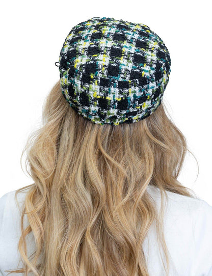 Tweed Plaid Bouclé Cadet Cap