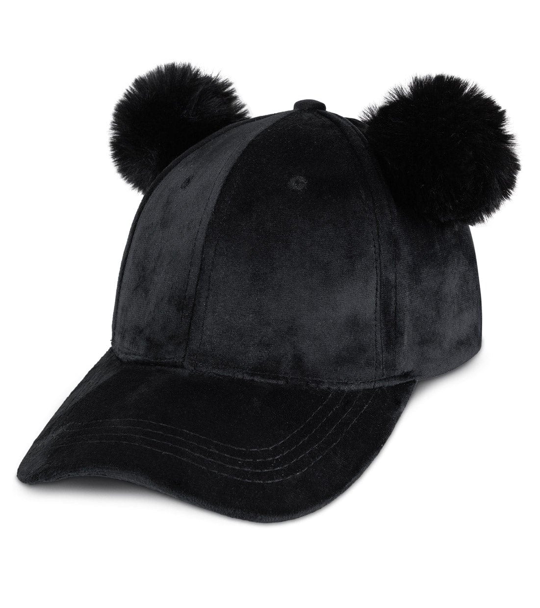 Velvet Dual Pom Pom Baseball Cap