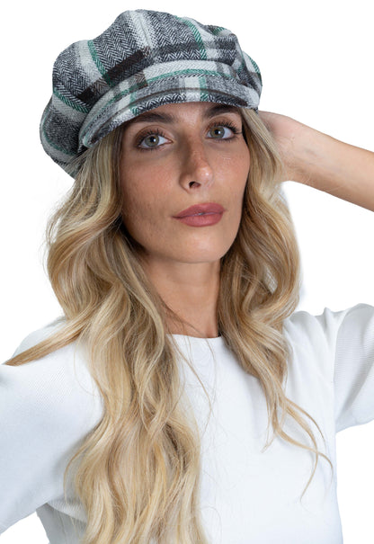 Plaid Print Baker Boy Hat