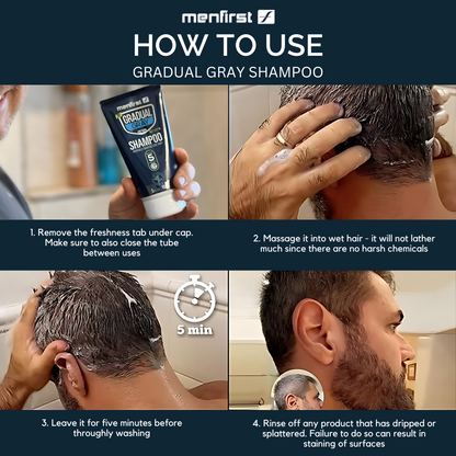 Menfirst Gradual Gray - 3-in-1 Shampoo - Natural Darkening Formula - 3 Pack - 5 Oz Each