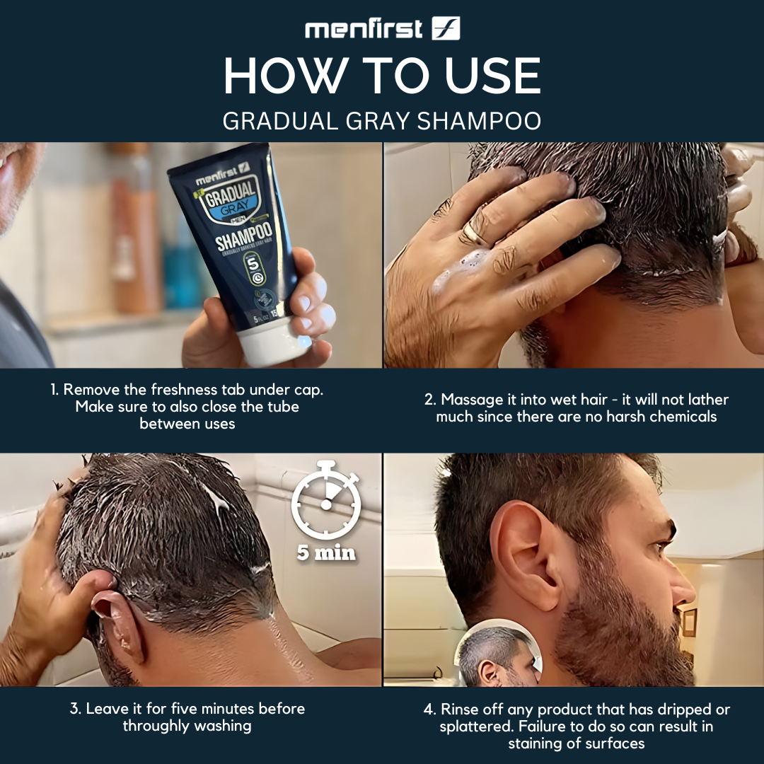 Menfirst Gradual Gray - Good bye Gray Beard - 3-in-1 Shampoo & Beard Wash - 2 Pack Bundle