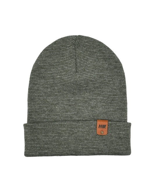 HW6118 HAAKWEAR Traditional Fusion Cuffed Beanie - Gray/Green, Made in USA