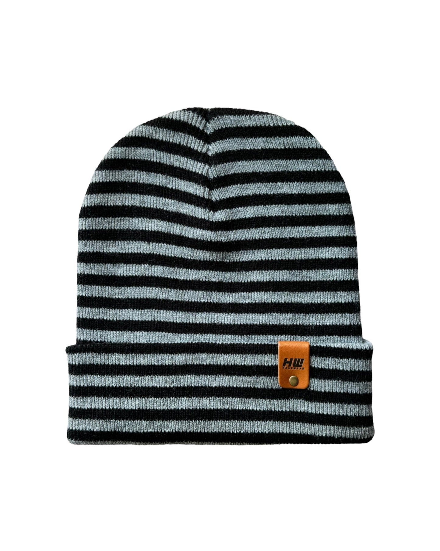 HW6064 HAAKWEAR Traditional RORO Cuffed Beanie - Gray/Black, Made in USA