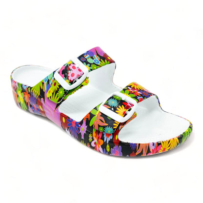 Women's PAW Print Adjustable 2-Strap Sandals - Flower Child