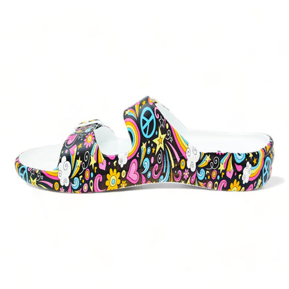 Women's PAW Print Adjustable 2-Strap Sandals - Feelin' Groovy