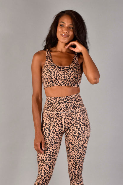 Jane Recycled Luxe Sports Bra in Nude Leopard