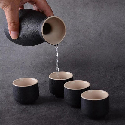 Ceramic Japanese Sake Set | 1 Pot & 6 Cups