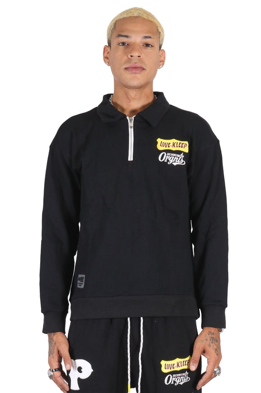 NITRO Men's premium french terry fleece top with collard & quarter zipper.