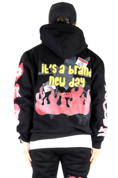 SPIDER Heavy weight brushed graphic pullover hoodie