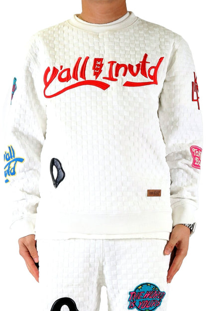 BLANCO Waffle Square Pattern crewneck pullover with patches