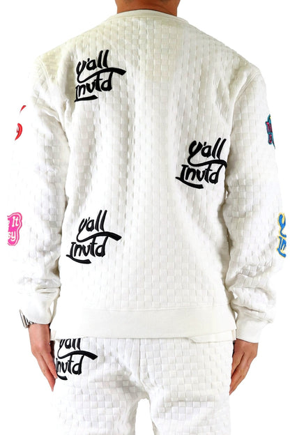 BLANCO Waffle Square Pattern crewneck pullover with patches