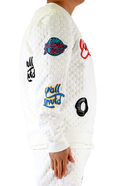 BLANCO Waffle Square Pattern crewneck pullover with patches