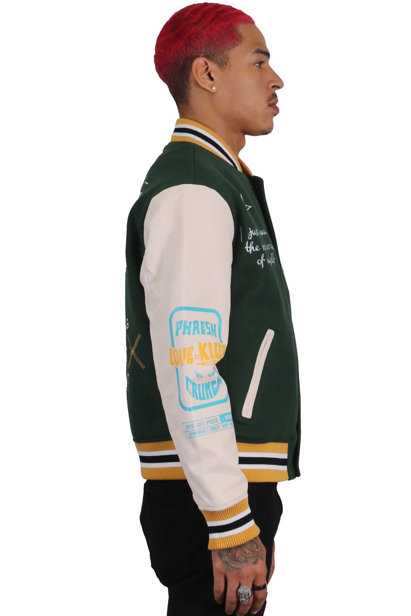 MORAINE Men's Melton Body with Faux Leather Sleeve Varsity Jacket