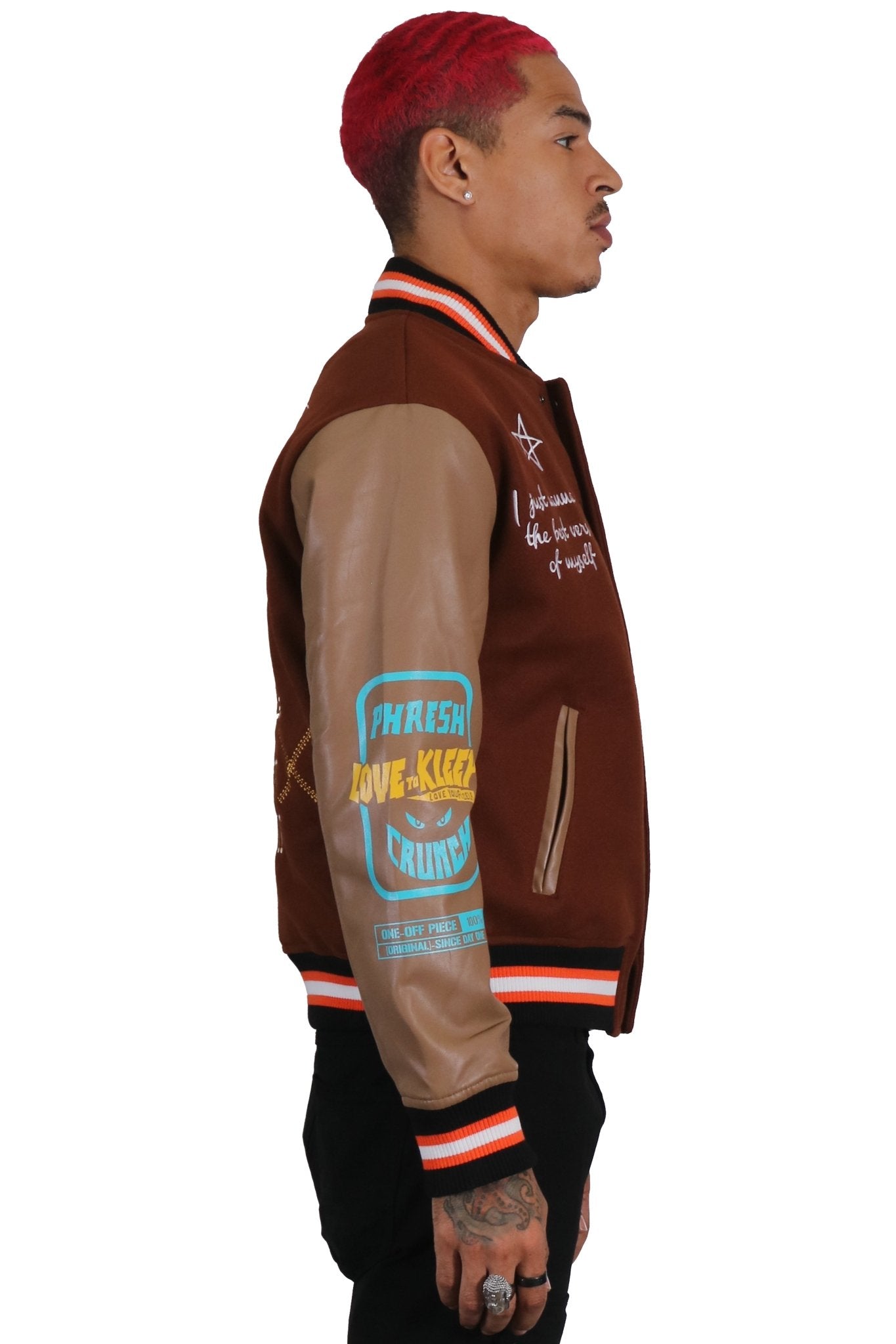 WALDEN Men's Melton Body with Faux Leather Sleeve Varsity Jacket