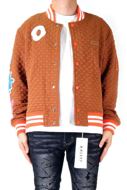 BRONCE Waffle Square Pattern Jacket with patches