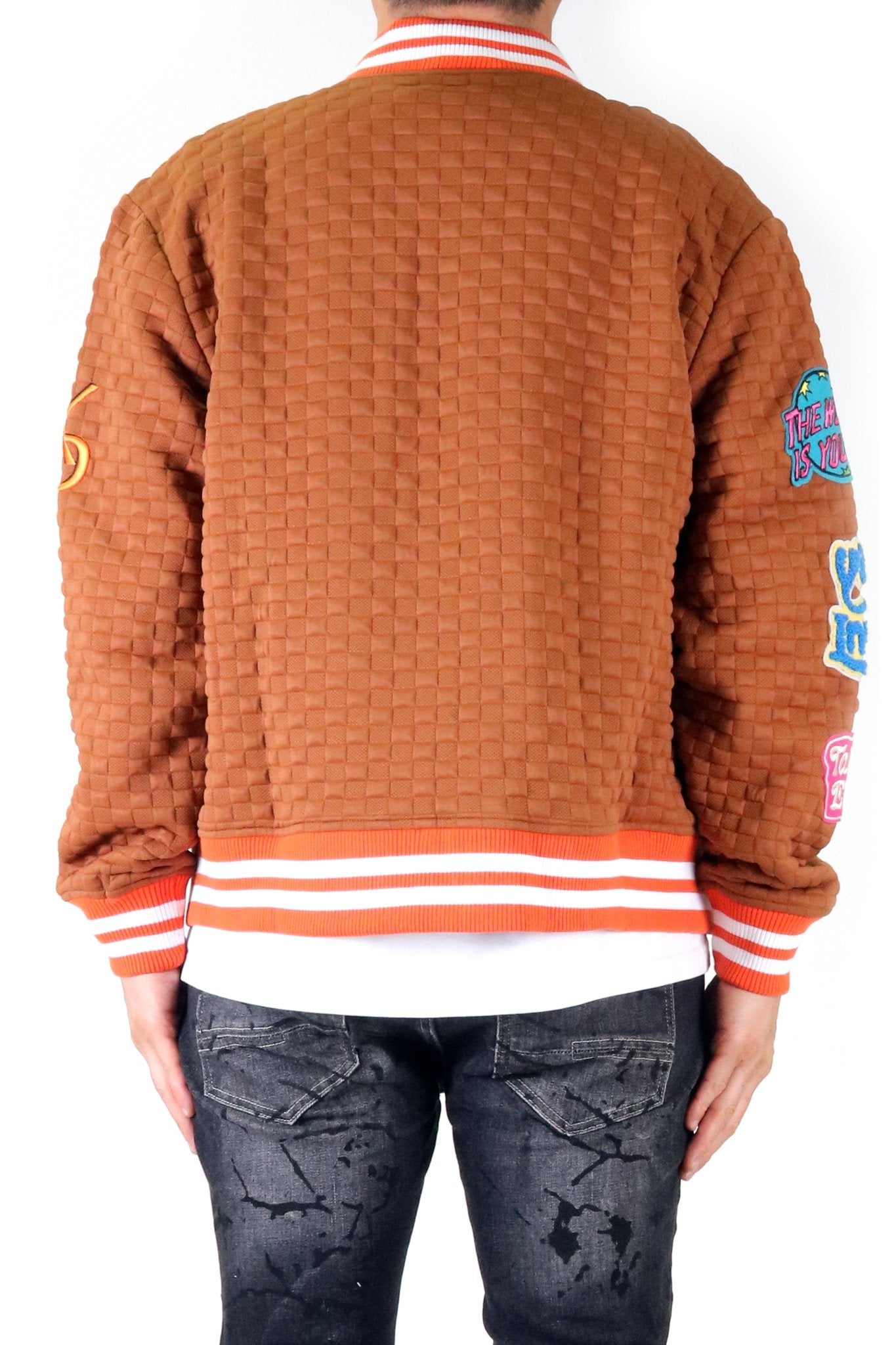 BRONCE Waffle Square Pattern Jacket with patches