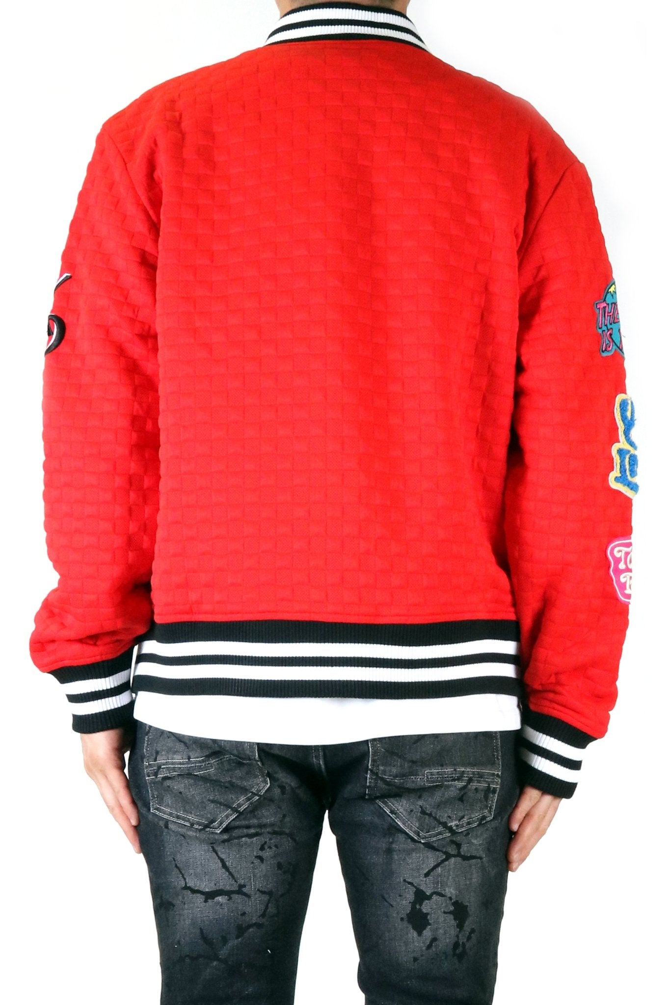 ROJO Waffle Square Pattern Jacket with patches