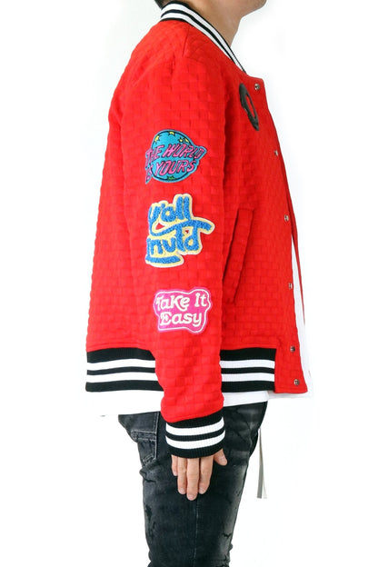 ROJO Waffle Square Pattern Jacket with patches