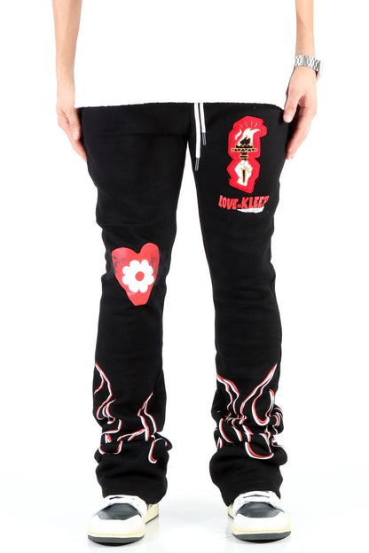 SPIDER Heavy weight brushed graphic skinny flare stacked pants