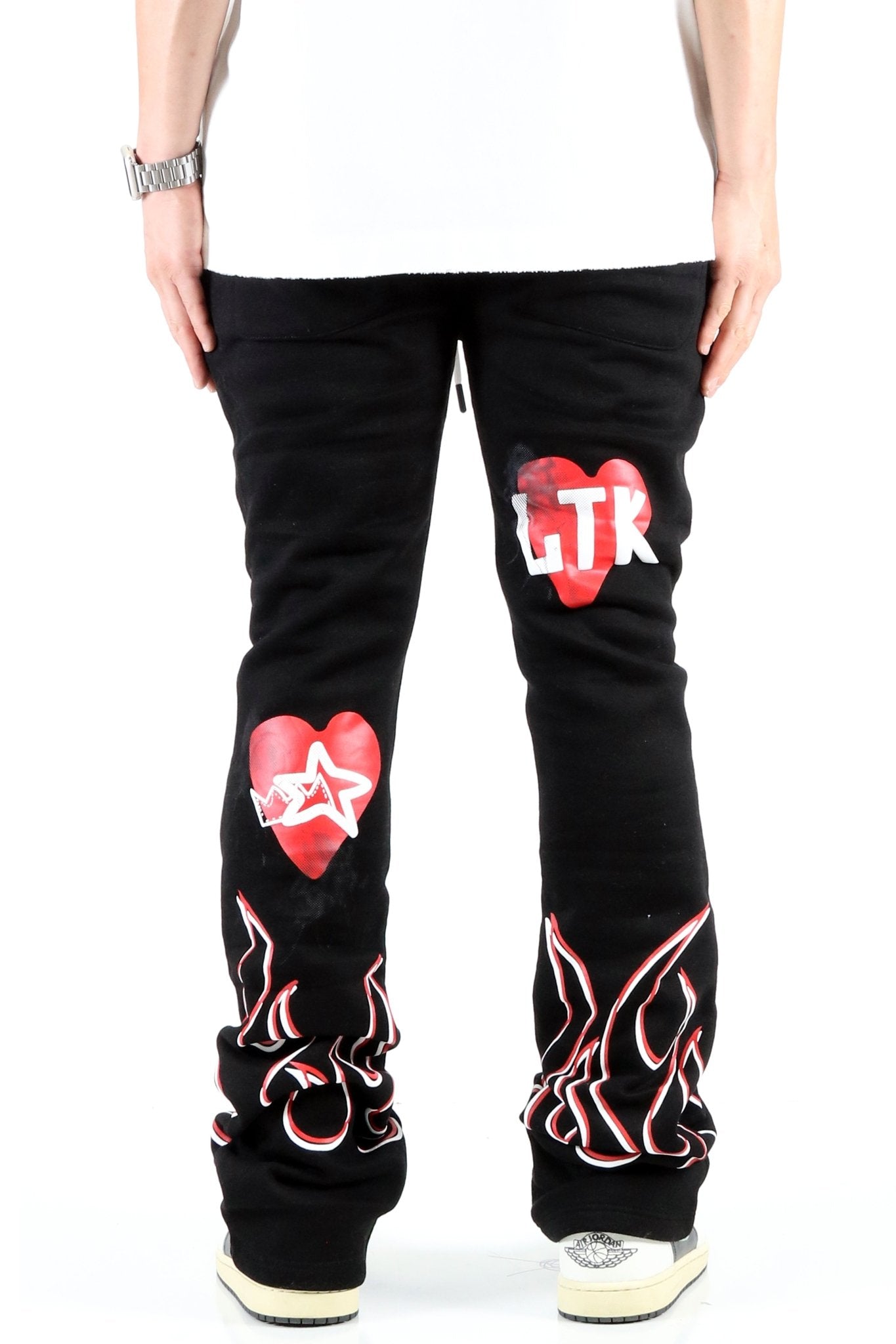 SPIDER Heavy weight brushed graphic skinny flare stacked pants