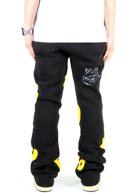 RIZA Heavy weight brushed graphic skinny flare stacked pants